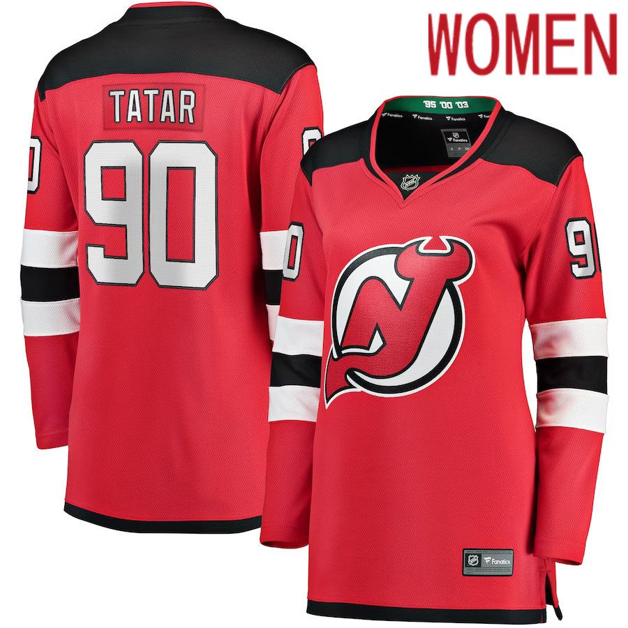 Women New Jersey Devils 90 Tomas Tatar Fanatics Branded Red Home Breakaway Player NHL Jersey